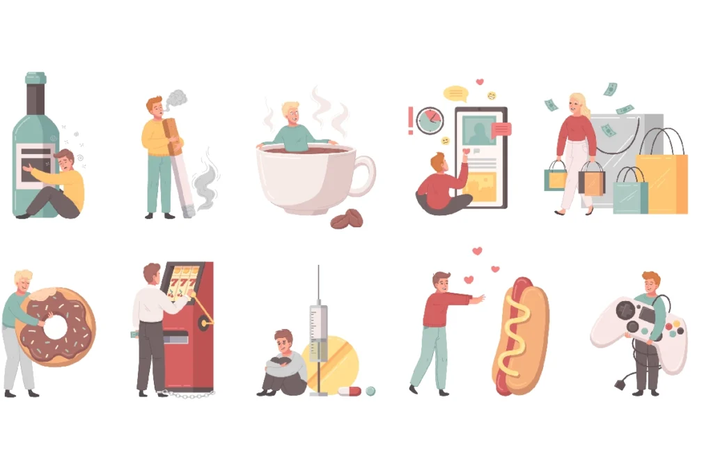 Varias ilustrações representando tipos de dependência